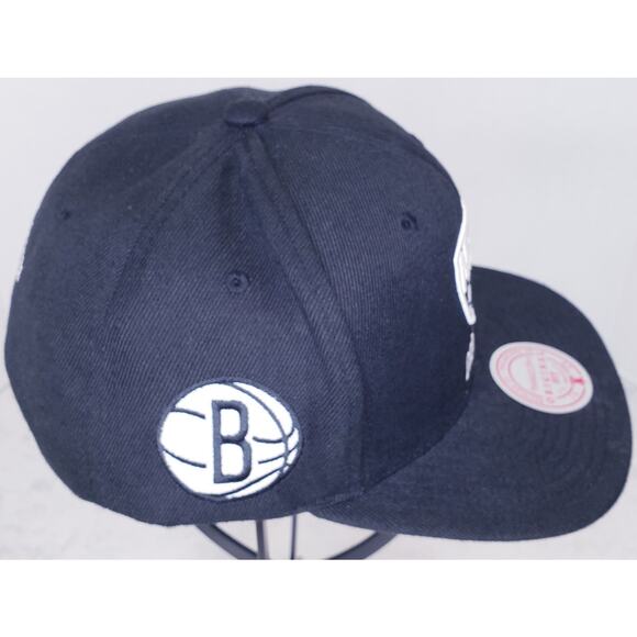 NWT MITCHELL & NESS Brooklyn Nets Snapback Hat Baseball Cap (Dark) Black OSFM - Picture 3 of 11